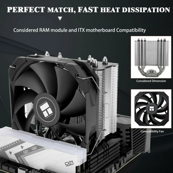  Кулер Thermalright Assassin King 120 Mini (AK120-Mini-V2) Soc-AM5/AM4/1151/1200/2066/2011/1700 4-pin 25.2dB Al+Cu 980gr Ret 