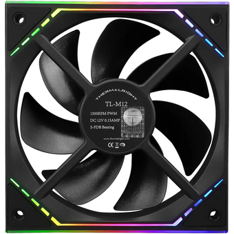  Вентилятор Thermalright TL-M12, ARGB черный 4-pin 23.2dB 175gr Ret 