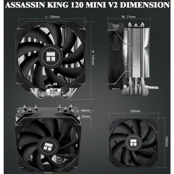  Кулер Thermalright Assassin King 120 Mini (AK120-Mini-V2) Soc-AM5/AM4/1151/1200/2066/2011/1700 4-pin 25.2dB Al+Cu 980gr Ret 
