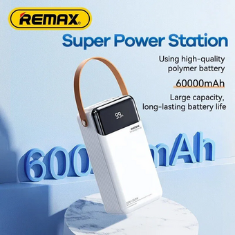  Аккумулятор внешний резервный REMAX RPP-565 Lesu II PD20W+QC22.5W Cabled Fast Charging Power Bank 60000mAh белый 
