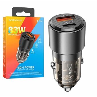  АЗУ BOROFONE BZ20A Smart 83W dual port PD65W+QC3.0 car charger черный 
