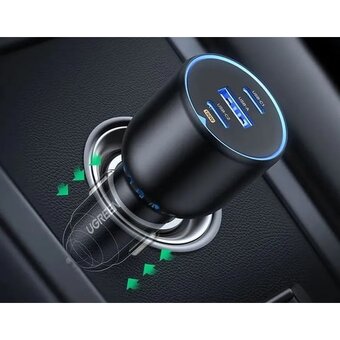  АЗУ UGREEN EC705 (35025) 2*USB-C PD+USB-A 130W Fast Car Charger Gray 
