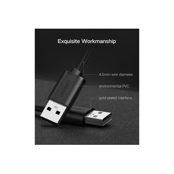  Кабель UGREEN US102 10310 USB 2.0 A Male to A Male Cable 1.5m Black 