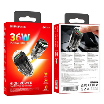  АЗУ BOROFONE BZ29A Talented PD36W+QC3.0 car charger черный 