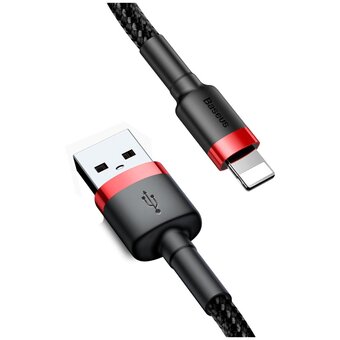  Дата-кабель BASEUS Cafule (CALKLF-C19) lightning 1,5 A 2м красно-чёрный 