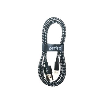 Кабель Perfeo U4801 USB2.0 A вилка - Micro USB вилка черно-белый 1м 