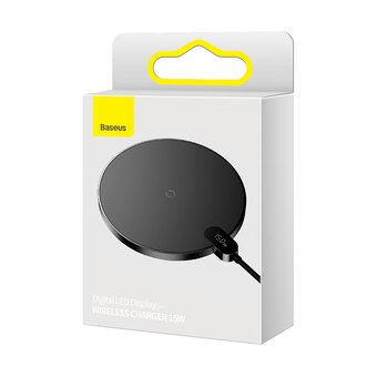  Беспроводное ЗУ Baseus CCED000001 Digital LED Display Gen 2 Wireless Charger 15W Black 