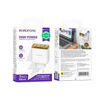  СЗУ BOROFONE BAS34A Treasure PD65W (2C1A) charger EU белый 