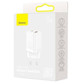  СЗУ Baseus Super Si Pro CCSUPP-E02 Quick Charger C+U 30W EU White 
