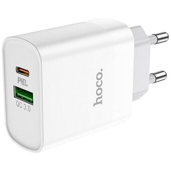  СЗУ HOCO C80A Plus Rapido PD20W+QC3.0 Type-C + Type-C (белый) 