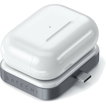  Беспроводное зарядное устройство Satechi ST-TCWCDM USB-C Wireless Charging Dock for AirPods space gray 