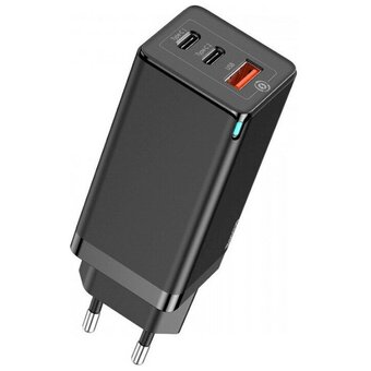  СЗУ Baseus GaN5 Pro CCGP120201 Fast Charger 2C+U 65W EU Cable Type-C  to Type-C 1m Black 