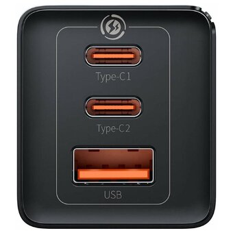  СЗУ Baseus GaN5 Pro CCGP120201 Fast Charger 2C+U 65W EU Cable Type-C  to Type-C 1m Black 