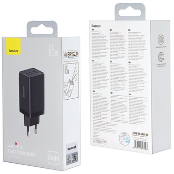  СЗУ Baseus GaN5 Pro CCGP120201 Fast Charger 2C+U 65W EU Cable Type-C  to Type-C 1m Black 
