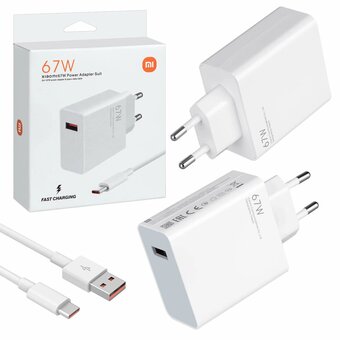  СЗУ Xiaomi 67W 1 USB-A Power Adapter Suit with cabel Type-C EU 