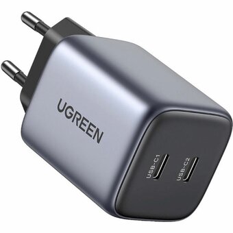  СЗУ Ugreen CD294 (90573) Nexode Mini USB-C+USB-C 45W PD GaN Fast Charger EU grey 
