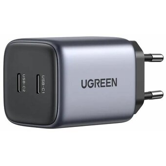  СЗУ Ugreen CD294 (90573) Nexode Mini USB-C+USB-C 45W PD GaN Fast Charger EU grey 