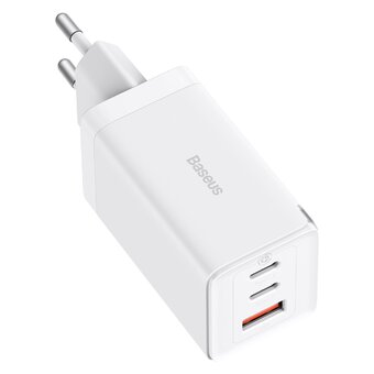  СЗУ Baseus GaN5 Pro CCGP120202 Fast Charger 2C+U 65W EU Cable Type-C to Type-C 1m White 