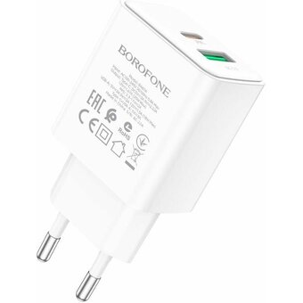  СЗУ Borofone BA67A PD20W+QC3.0 charger (EU) (белый) 