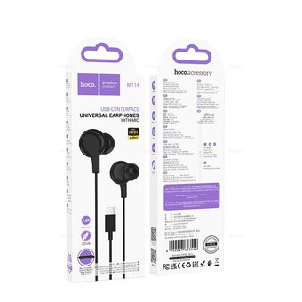  Наушники HOCO M114 Type-C Jia universal digital earphones with microphone черный 