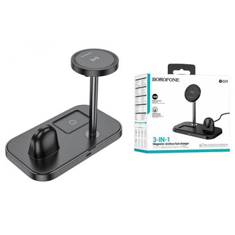  Беспроводное ЗУ BOROFONE BQ29 Feliz 3-in-1 wireless fast charger черный 