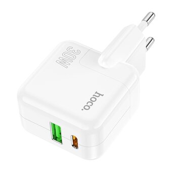  СЗУ HOCO C111A Lucky dual-port PD30W+QC3.0 charger EU белый 