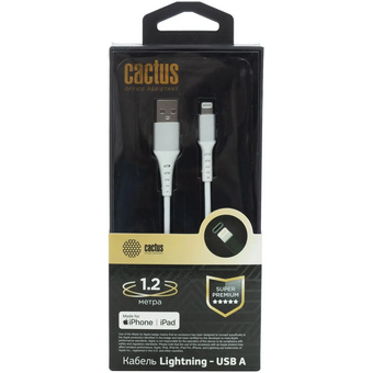  Кабель Cactus CS-LG.USB.A-1.2 USB m-Lightning m 1.2м белый 