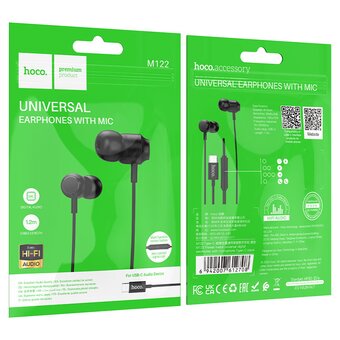  Наушники HOCO M122 Power metal universal digital earphones with microphone Type-C черный 