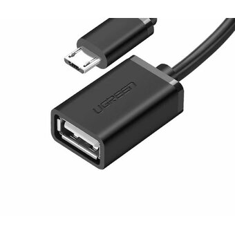  Кабель UGREEN US133 10396 Micro USB Male to USB-A Female Cable With OTG Nickel Plating 15cm Black 