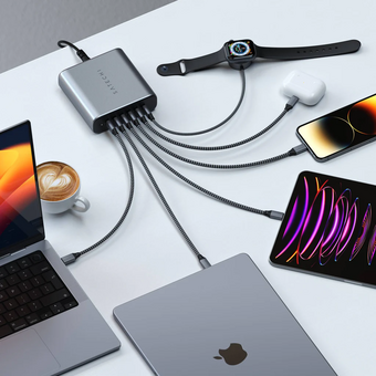  СЗУ Satechi ST-C200GM-EU 200W USB-C 6-Port PD GaN Charger EU space gray 
