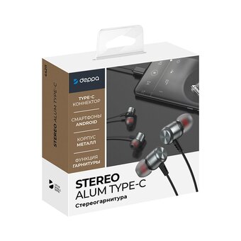  Наушники Deppa Stereo Alum Pro Type-C Grafite 
