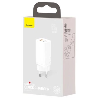  СЗУ Baseus GaN2 CCGAN2L-B02 Lite Quick Charger C+U 65W EU White 