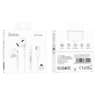  Наушники HOCO M101 Max Crystal grace wire-controlled earphones with microphone белый 