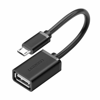  Кабель UGREEN US133 10396 Micro USB Male to USB-A Female Cable With OTG Nickel Plating 15cm Black 