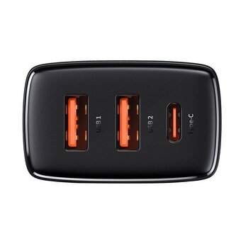  СЗУ Baseus CCXJ-E01 Compact Quick Charger 2U+C 30W EU Black 