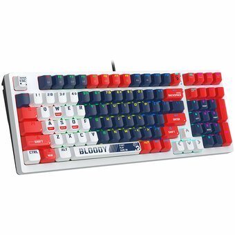  Клавиатура A4Tech Bloody S98 Sports Navy BLMS red Plus синий/белый USB for gamer LED 