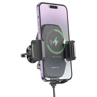  Автомобильный держатель BOROFONE BH213 Adelante wireless fast charging car holder (air outlet) черный 