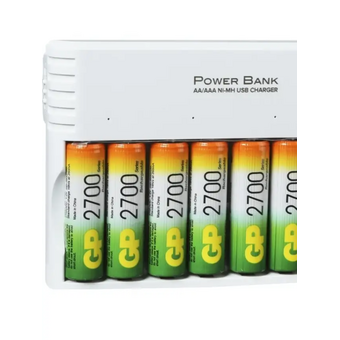  Аккумулятор + зарядное устройство GP PowerBank 270AAHC/CPBXL-2CR8 (1652192) AA 2700mAh, 3.7V 2.7 А·ч, 8 шт. 