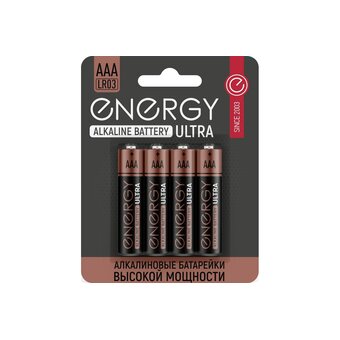  Батарейка алкалиновая Energy Ultra LR03/4B (АAА) 