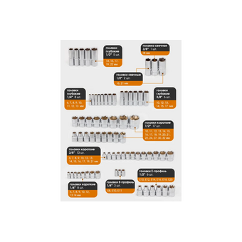  Набор инструментов FORSTIME FT-42022-5 (56911) 202пр. 1/4", 3/8", 1/2" (6гр.) 