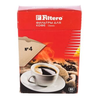  Фильтры для кофе FILTERO №4 бумажные, 80шт, (№4/80) коричневый 