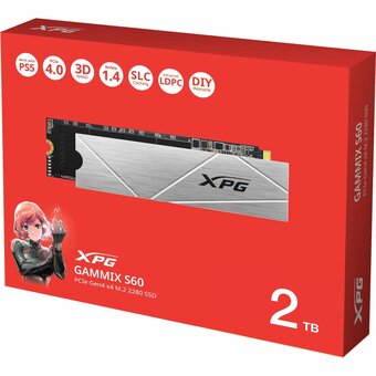  SSD ADATA Gammix S60 Blade AGAMMIXS60-2T-CS 2048GB, M.2(22x80mm), NVMe, PCIe 4.0 x4, 3D NAND, R/W 5000/4200MB/s 