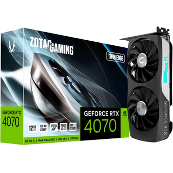  Видеокарта Zotac RTX4070 Twin Edge 12GB (ZT-D40700E-10M) GDDR6X 192bit 3xDP HDMI 2Fan Medium Pack 