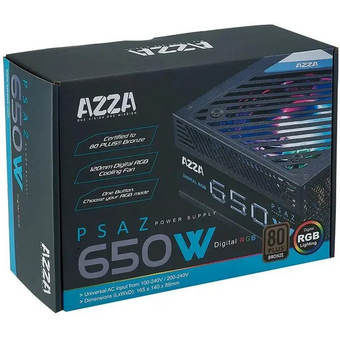  Блок питания AZZA PSAZ-650B, 650Вт, 120мм, черный, retail 