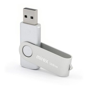  USB-флешка Mirex Swivel 13600-FMURS128 128GB, USB 2.0, Черный/Серебристый 