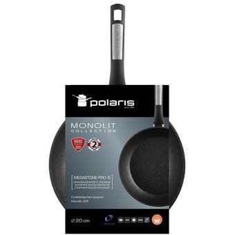  Сковорода Polaris Monolit 20F, без крышки, черный 