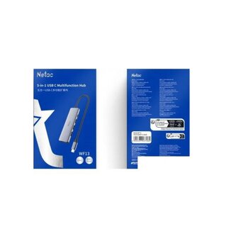  USB-концентратор Netac WF13 .(NT08WF14-30GR), 6in1 Type-C to 3xUSB3.0 + 1xHDMI( 4k/30Hz) + microSD + SD 