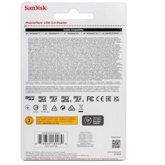  Картридер SanDisk SDDR-B531-GN6NN MicroSD, USB 3.0, Черный 