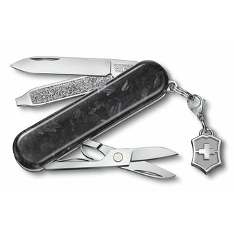  Складной нож Victorinox Classic Brilliant Carbon 0.6221.90, функций 5, 58мм, черный/серебристый, коробка подарочная 