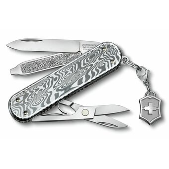  Складной нож Victorinox Classic Brilliant Damast 0.6221.34, функций 5, 58мм, серебристый, коробка подарочная 
